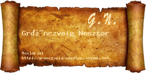 Grünczveig Nesztor névjegykártya